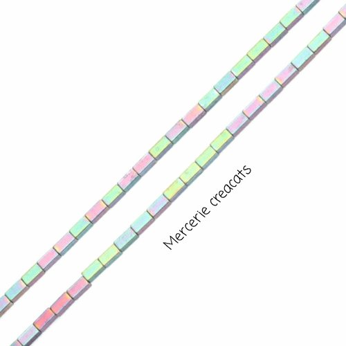 X 20 perles hématite irisé multicolore tube rectangulaire