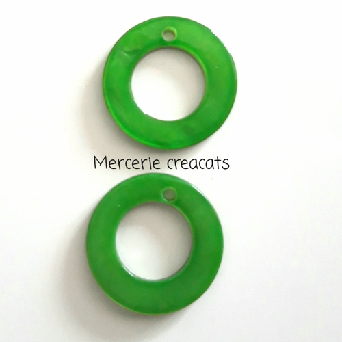 X 4 pendentif rond cercle véritable coquillage coloré vert