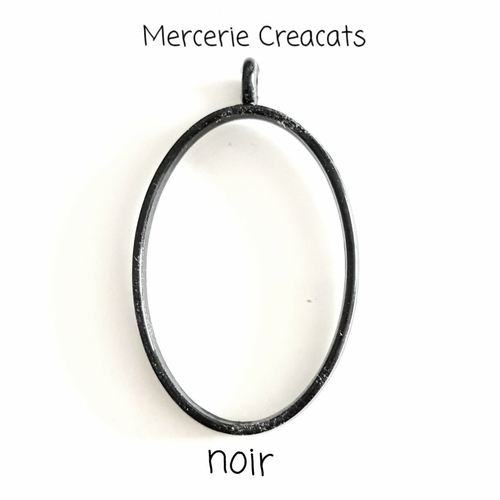1 pendentif cadre ouvert ovale métal noir pour moulage création résine fimo pâte polymère