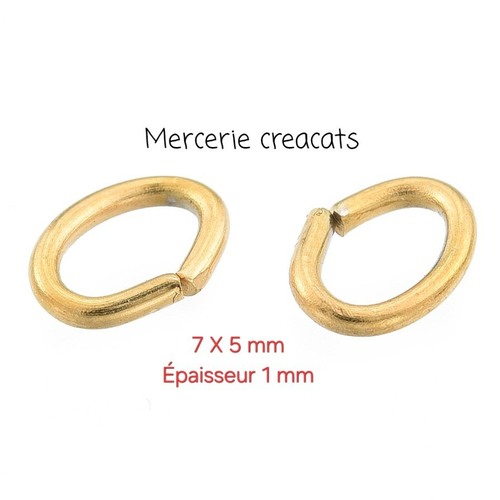 X 10 anneaux ovales ouverts acier inoxydable 304 doré 7 x 5 x épaisseur 1 mm