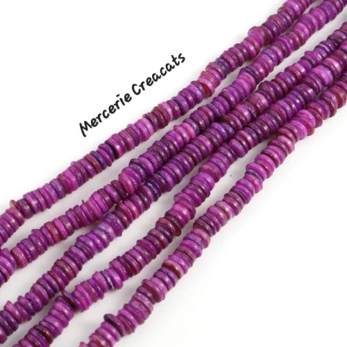 X 30 perles naturelles 6/7mm rondelles heishi coquillage camaïeu pourpre violet