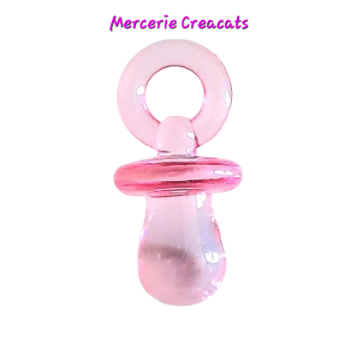 1 pendentif sucette tétine bébé acrylique rose