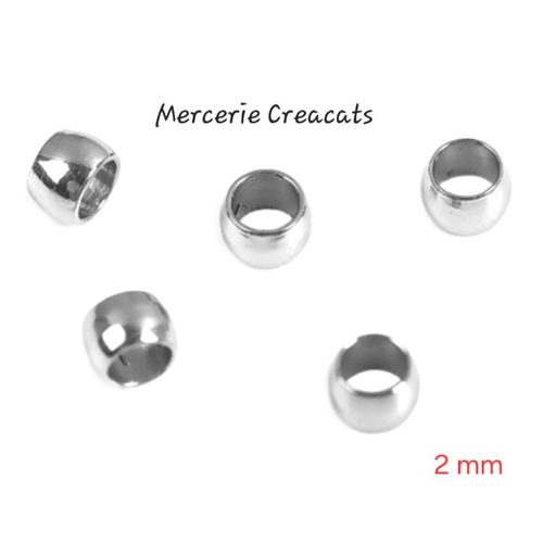 X 30 perles intercalaires acier inoxydable argenté 2 mm - trou 1 mm