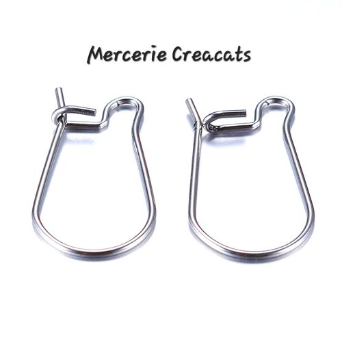 1 paire boucles d'oreille crochet dormeuse trombone créole allongée acier inoxydable argenté