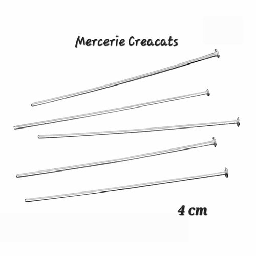 X 20 tiges clous tête plate 4 cm  acier inoxydable argenté