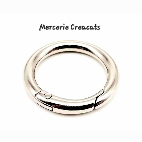 1 grand anneau fermoir porte clé mousqueton métal argenté