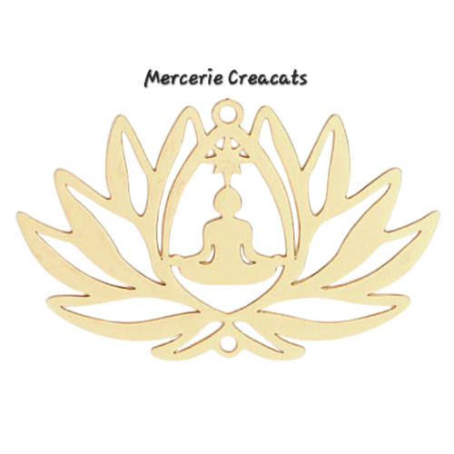 1 connecteur pendentif bouddha fleur de lotus estampe filigrane métal doré