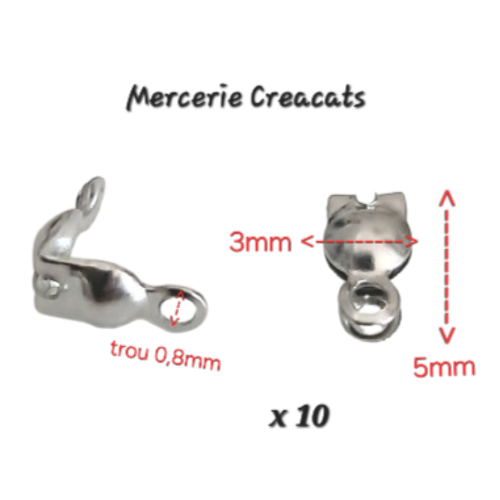 10 embouts acier inoxydable cache noeud