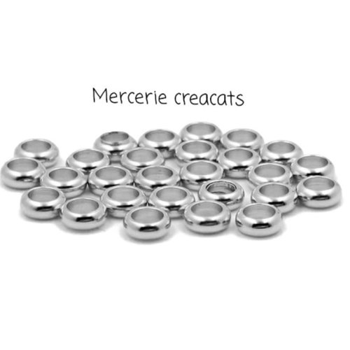 X 10 perles intercalaires acier inoxydable 6 mm