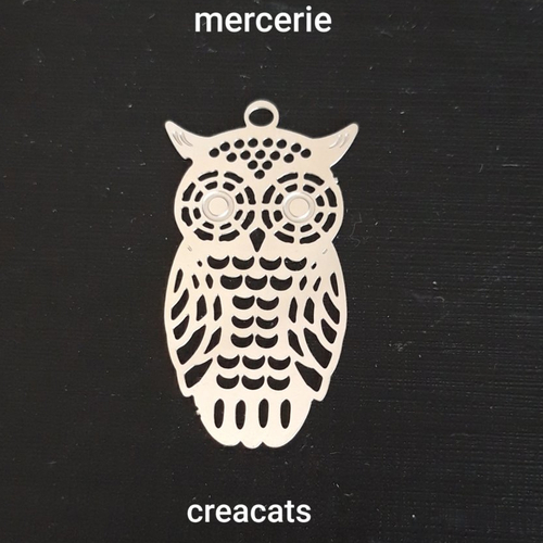 1 pendentif breloque acier inoxydable argenté chouette hibou