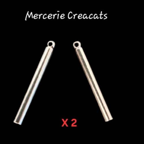 X 2 pendentif  breloque bâton colonne 304 acier inoxydable argenté