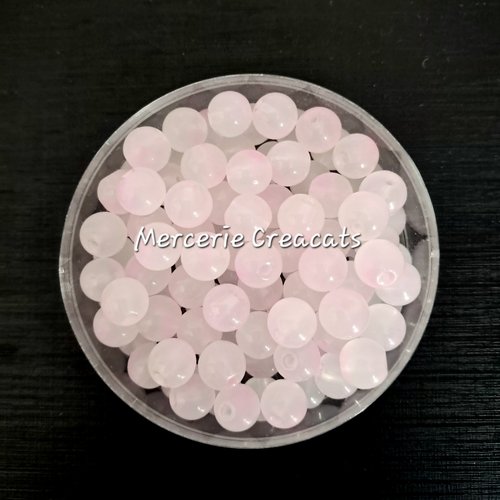 X 10 perles verre 8 mm rondes rose pâle
