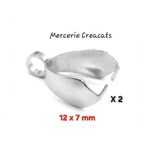 X 2 attaches à pincer 12 x 7 mm acier inoxydable argenté