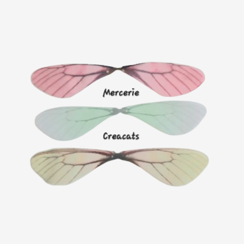 X 3 ailes libellule papillon organza rose jaune vert