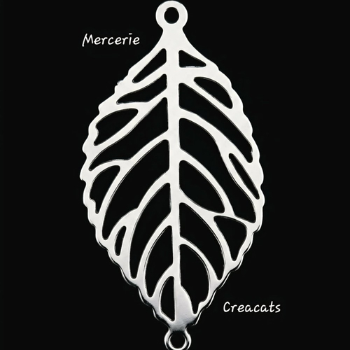 1 connecteur estampe filigrane pendentif breloque feuille acier inoxydable