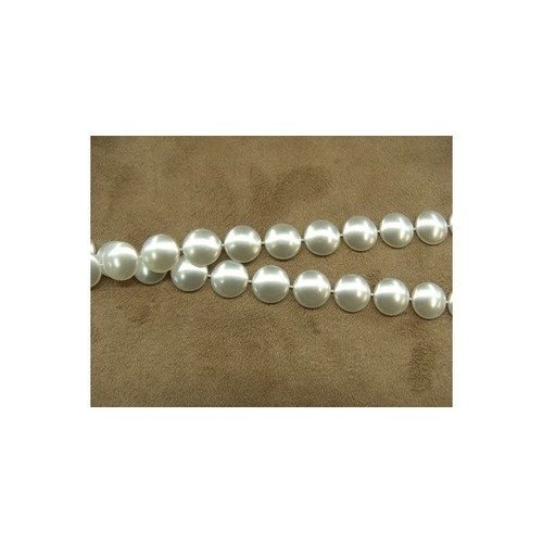 Ruban 1/2 perles- 13mm- - blanc nacrée