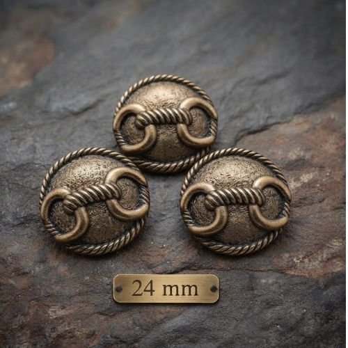 Lot de 6 boutons "façon mousqueton" couleur bronze – 24 mm