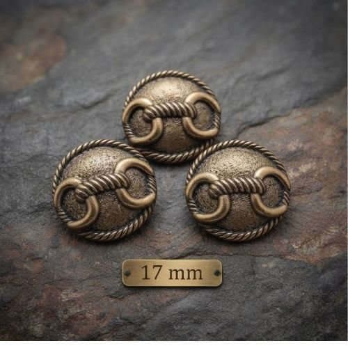 Lot de 6 boutons fantaisie style cuivré et vieil or – 17 mm