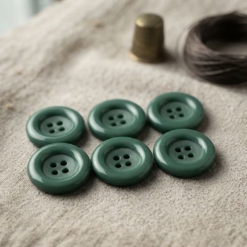 Lot de 6 boutons acrylique vert à 4 trous 23 mm