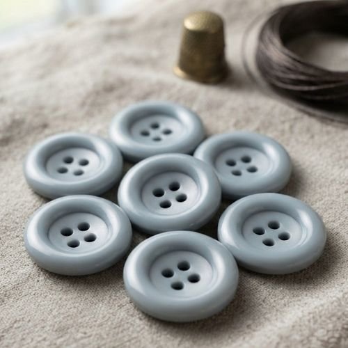 Lot de 6 boutons acrylique gris à 4 trous – 23 mm