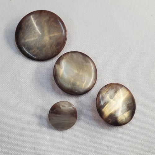 Bouton acrylique marbré beige & marron - 4 tailles