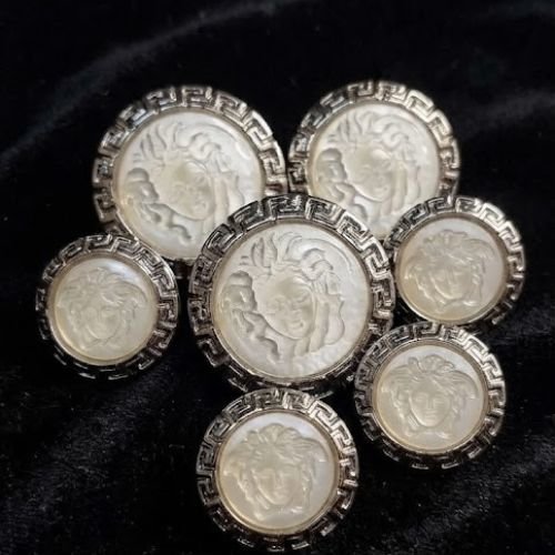 Lot de 6 bouton acrylique vintage argent et transparent 18 mm / 25 mm -