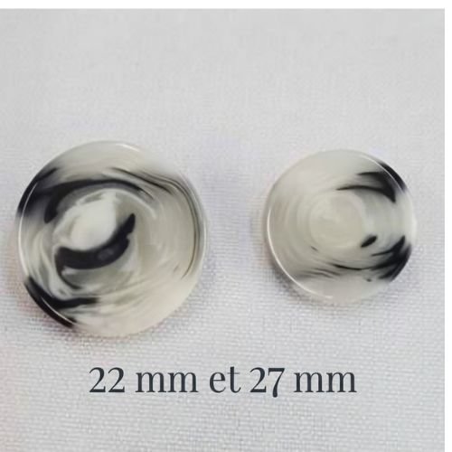 Bouton acrylique vintage effet marbré – 22 ou 27 mm