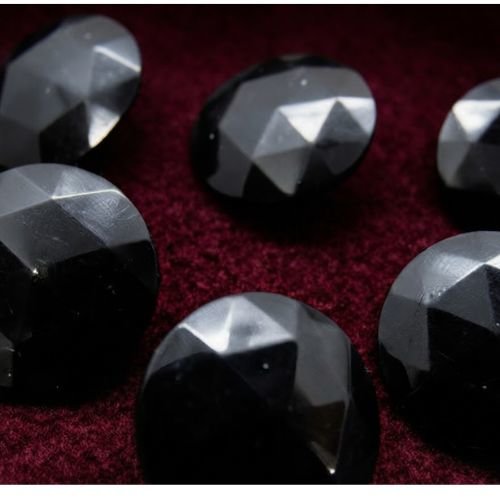 Lot de 6 boutons acrylique noir multifacette – 21 mm