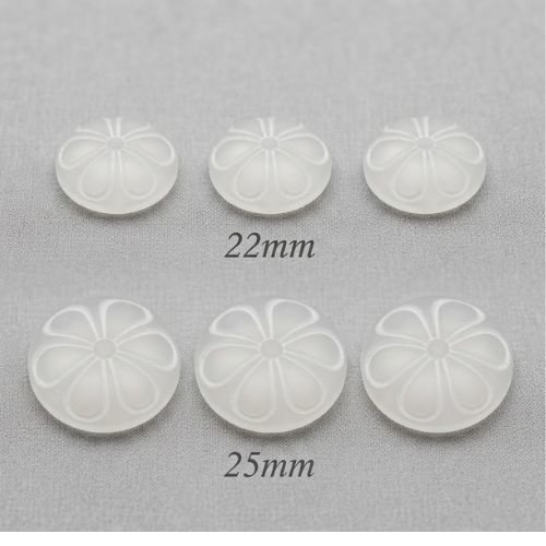 Lot de 6 boutons acrylique blanc et translucide – 22 mm ou 25 mm