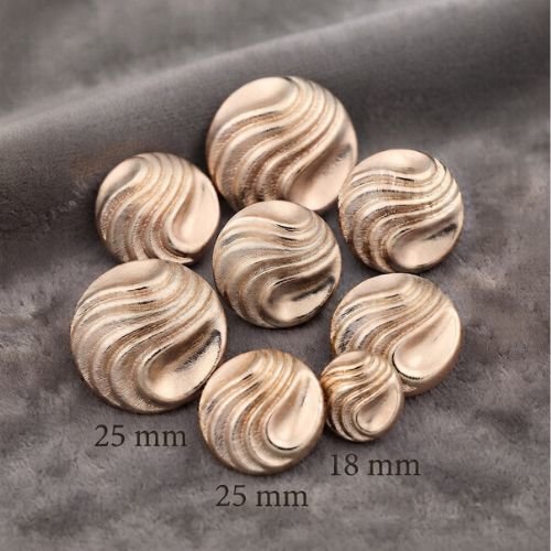 Lot de 6 boutons acrylique vintage doré – 18 mm ou 25 mm
