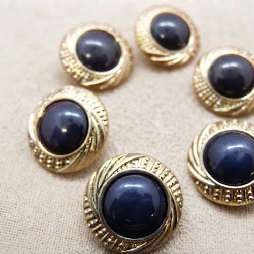 Lot de 6 boutons acrylique noir et doré – 22 mm