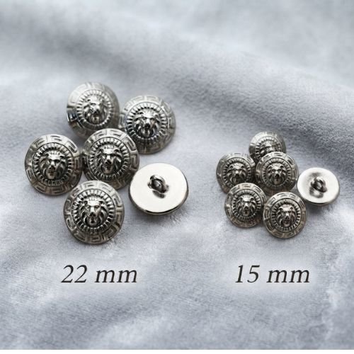 Lot de 6 boutons vintage argentés motif lion – 15 mm ou 22 mm