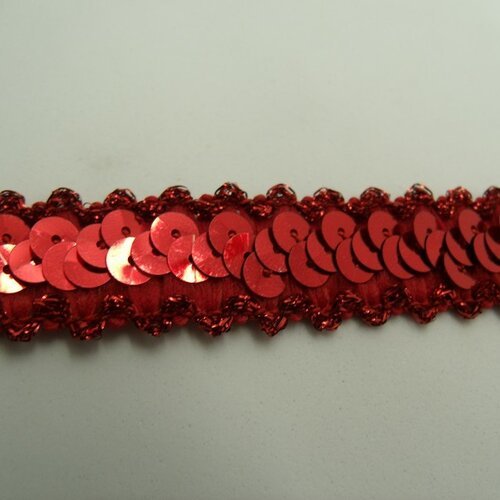 Galon paillette élastique avec sequin rouge 1.7 cm,idéal pour accessoires mode- vêtements de danse, robes de soirées...