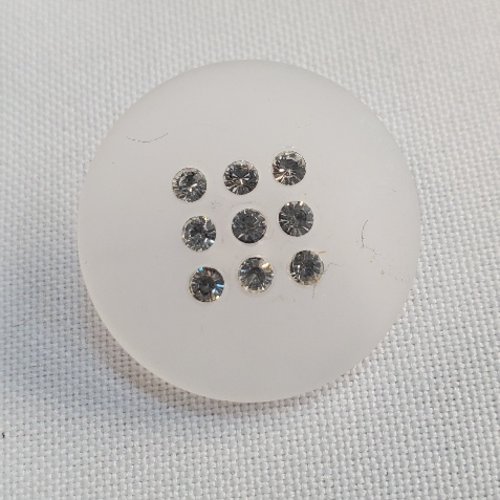 Gros bouton acrylique à queue et strass incrustés 28 mm