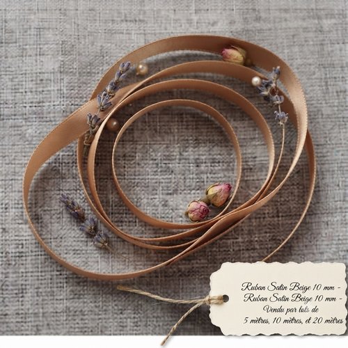 Ruban satin beige – 10 mm – douceur et élégance naturelle
