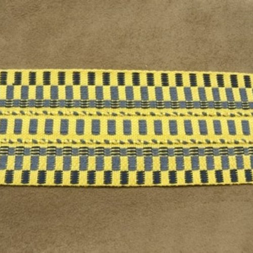 Ruban fantaisie bleu et jaune,6 cm,  sublime pour customiser , vêtements , sac, pochette