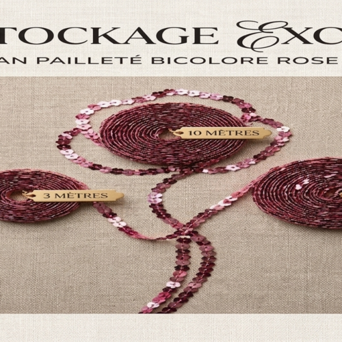 Ruban pailleté bicolore rose fleur 6 mm