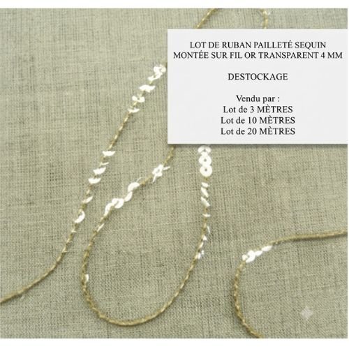 Ruban sequin & fil – or & transparent – 4 mm – lot créatif