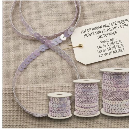 Ruban sequin parme – 5 mm – douceur irisée