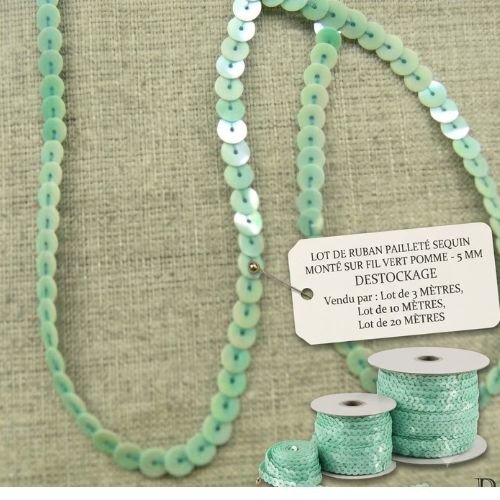 Galon sequin vert pomme – 5 mm – vitalité créative