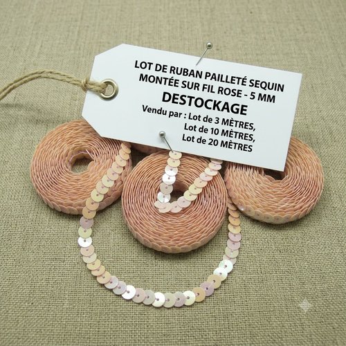 Ruban sequin rose – 5 mm – douceur délicate