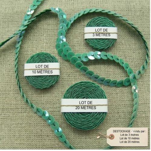 Galon sequin vert tendre – 5 mm – finition raffinée