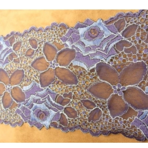 Nouvelle dentelle de calais incrustation bleu & violet ,17 cm, de fabrication française