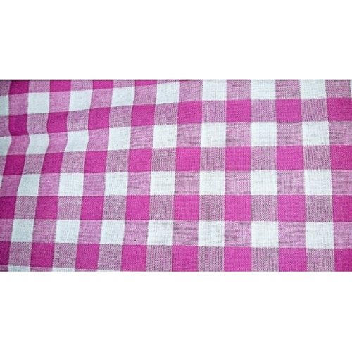 Tissu vichy imprimé à carreau blanc et rose 100%coton