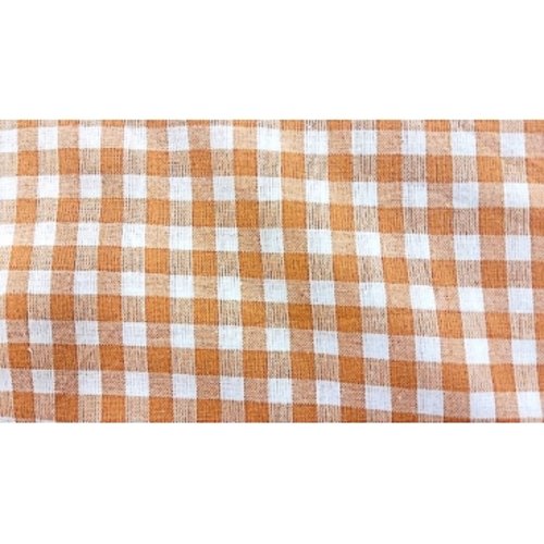 Tissu coton vichy carreau orange et blanc,150 cm