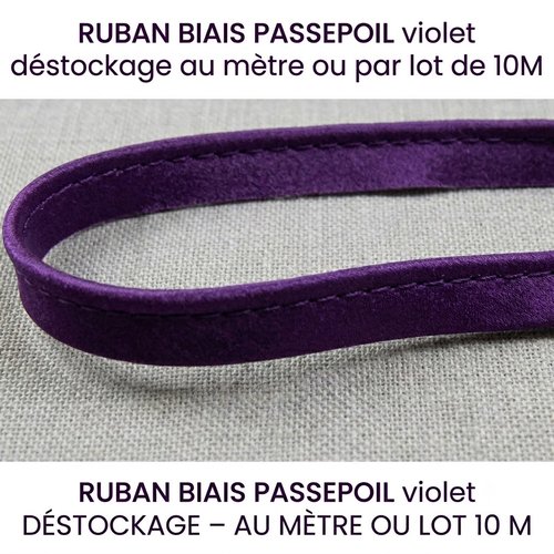Destockage-passepoil satin polyester violet 10 mm