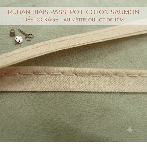 Déstockage passepoil coton saumon 10 mm