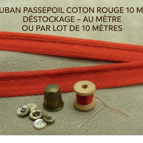 Déstockage passepoil coton rouge 10 mm