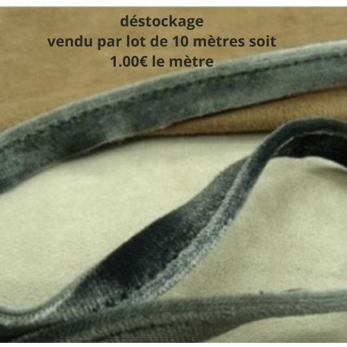 Déstockage passepoil velours gris 10 mm