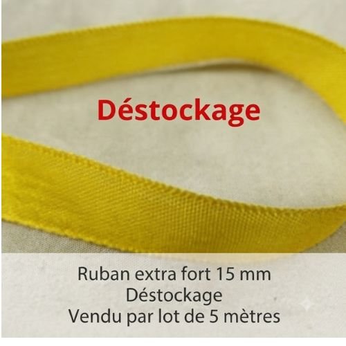 Déstockage ruban extra fort jaune citron 15 mm – lot de 5 m ou 20 m